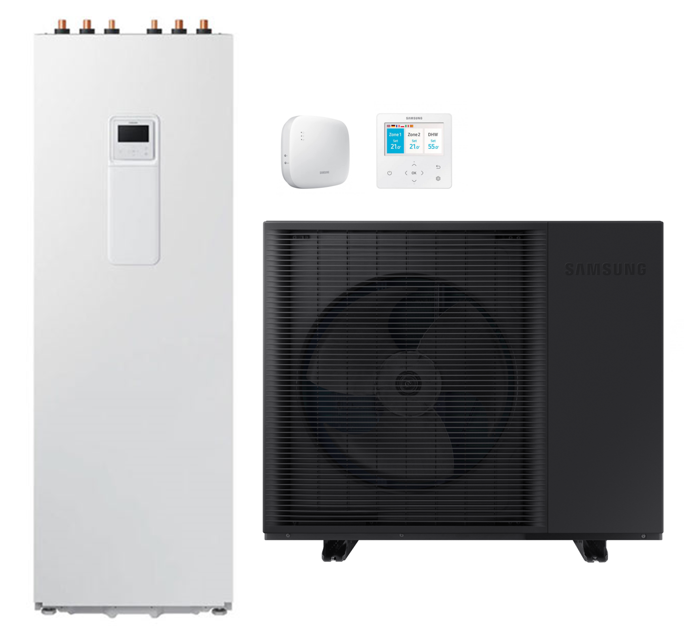 Samsung Monoblock Luft-Wasser-Wärmepumpe EHS R290 16 kW – einphasig mit WiFi