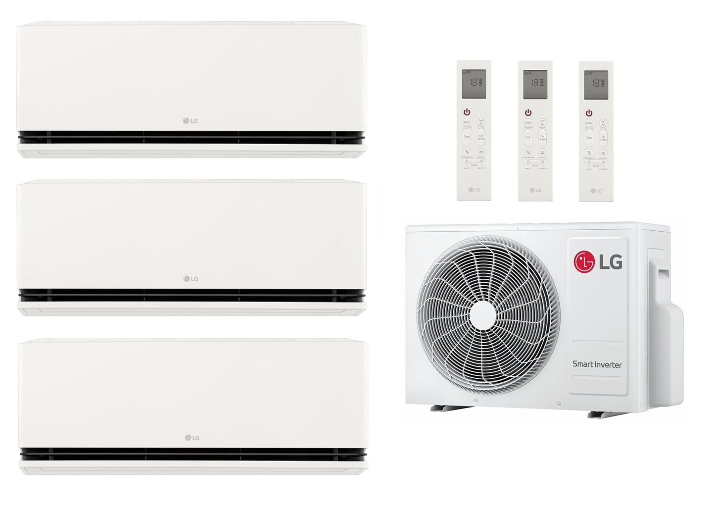 LG Dualcool AI Deluxe Soft Air multi-split air conditioner 3x2.5 kW + 6.2 kW outdoor unit