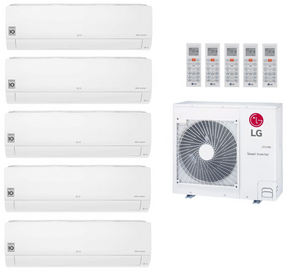 Multi Split Klimaanlage LG 4x Innengerät Standard 2 MS07ET 2,1 kW + 1x Innengerät Standard 2 S18ET 5,0 kW + 1x Außengerät MU5R40 R32 oder MU5M40 R410A 11,2 kW