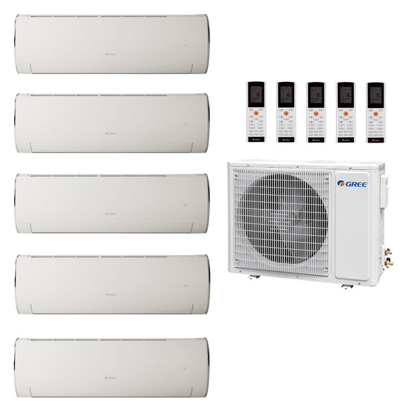 Multi Split Klimaanlage Gree 5x Fairy White FA12W GWH12ACC-K6DNA1F/I (W) 3,5 kW + 1x Außengerät GWHD(42) FM42O 12,10 kW