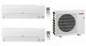 Multi Split Klimaanlage Mitsubishi 1x Innengerät MSZ-HR25VF 2,5 kW + 1x Innengerät MSZ-HR50VF 5,0 kW + 1x Außengerät MXZ-2HA50VF 5 kW