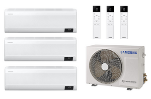 Multi Split Klimaanlage Samsung 3x Innengerät WindFree Elite AR09CXCAAWKNEU/I 2,5 kW + 1x Außengerät AJ068TXJ3KG/EU 6,8 kW