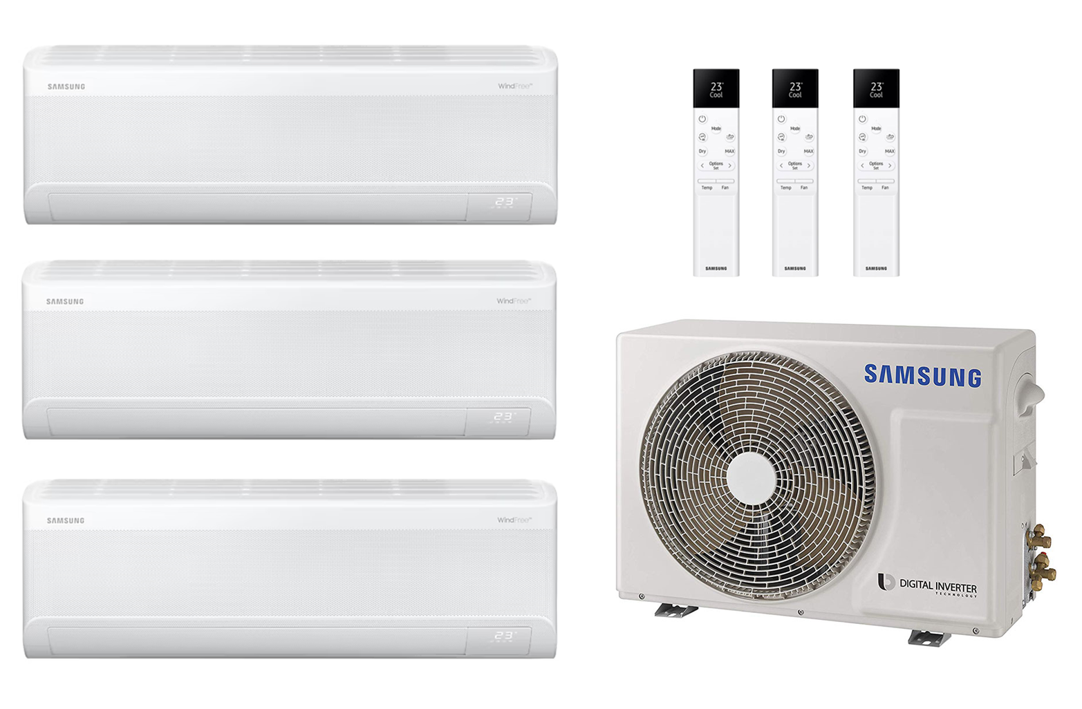 Multi Split Air Conditioner Samsung 3x Indoor Unit WindFree