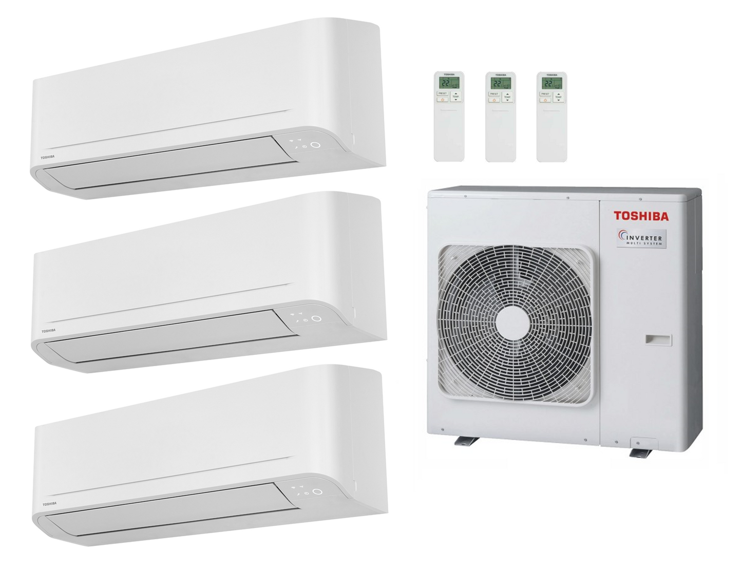 Toshiba Seiya Classic Multi Split 3x 2.5 kW Innengerät + 7.0 kW Außengerät