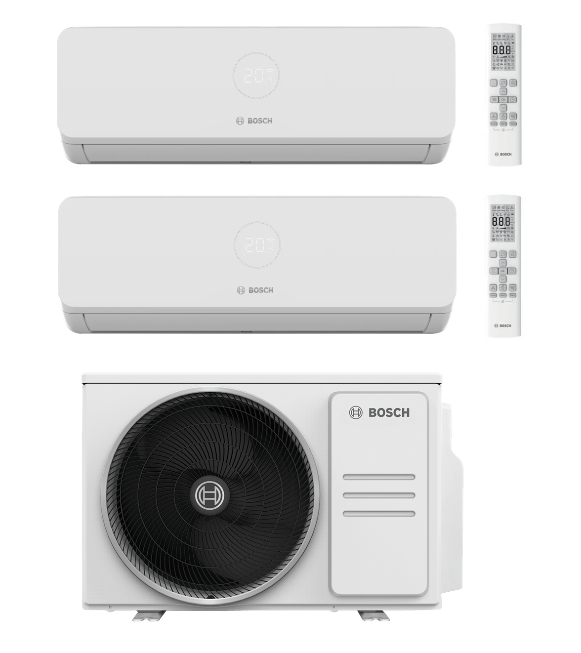 Multi Split Air Conditioner Bosch 3x Climate 3000i CL3000iU W 20 E 2.0 kW + 1x Outdoor Unit CL5000M 62/3 E 6.2 kW