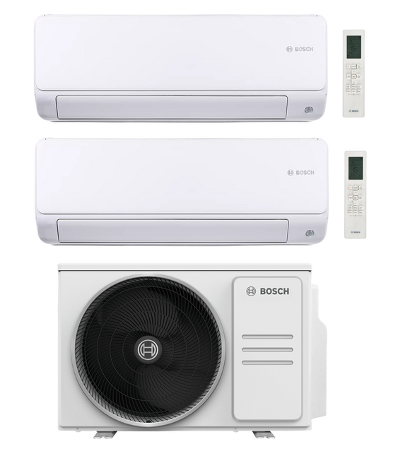 Multi Split Klimaanlage Bosch 2x Climate 6000i CL6001iU W 26 E 2,7 kW + 1x Außengerät CL5000M 41/2 E 4,1 kW