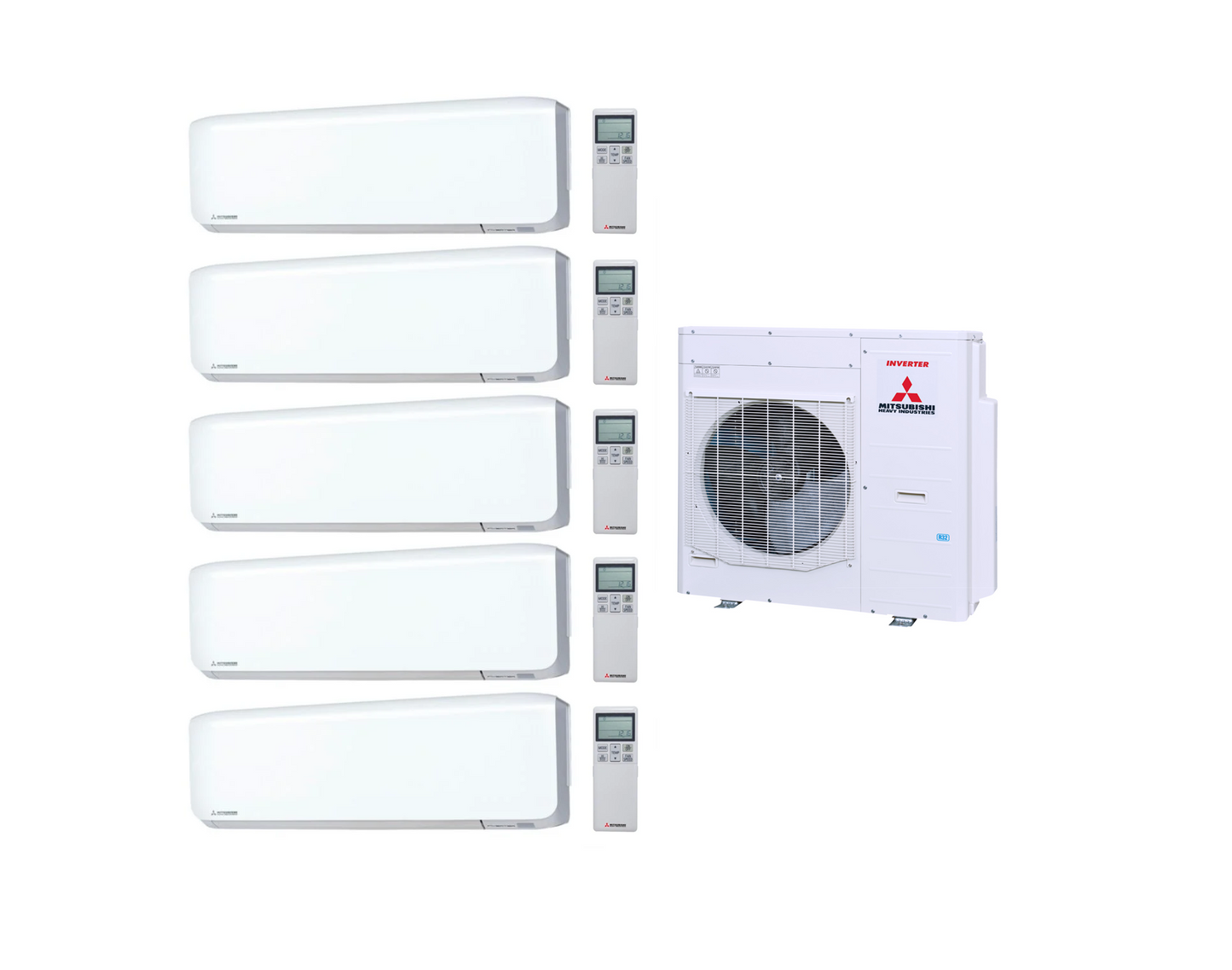 Mitsubishi Heavy Multi Split Klimaanlage 5x Premium SRK25ZS-WF 2,5 kW