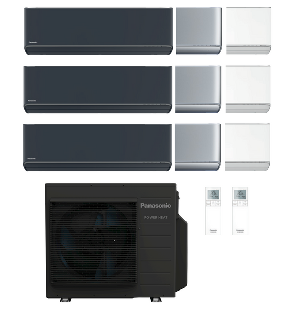 Multi Split Klimaanlage Panasonic Power Heat 3x Innengerät ETHEREA 3,5 kW CS-Z35ZKEW Weiß, CS-XZ35ZKEW Silber o. CS-XZ35ZKEW-H Graphit + 1x Außengerät CU-3Z75ABEC 7,5 kW