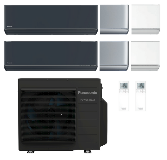 Multi Split Klimaanlage Panasonic Power Heat 2x Innengerät ETHEREA 3,5 kW CS-Z35ZKEW Weiß, CS-XZ35ZKEW Silber o. CS-XZ35ZKEW-H Graphit + 1x Außengerät CU-2Z50ABEC 5,3 kW