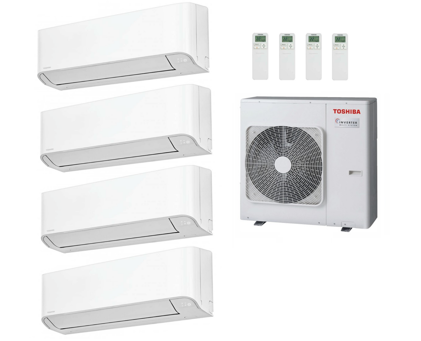 Toshiba Seiya Classic Multi Split 4x 2.5 kW Innengerät + 8.0 kW Außengerät