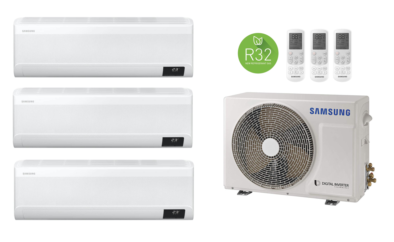 Multi Split Klimaanlage Samsung 3 Innengeräte WIND-FREE Avant AR09TXEA –  warm&cold DE