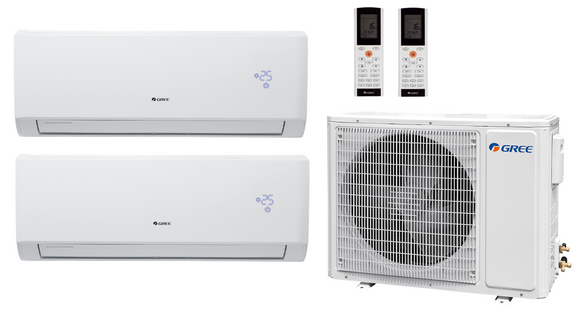 Multi Split Klimaanlage Gree 2x Lomo Luxury Plus LLP09I 2,7 + 1x Außengerät FM14O 4,10 kW