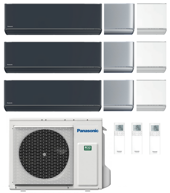 Multi Split Klimaanlage Panasonic 1x ETHEREA 2,0 kW Weiß, Silber o. Graphit + 2x ETHEREA 3,5 kW Weiß, Silber oder Graphit + 1x Außengerät CU-3Z52TBE 5,2 kW o. CU-3Z68TBE 6,8 kW