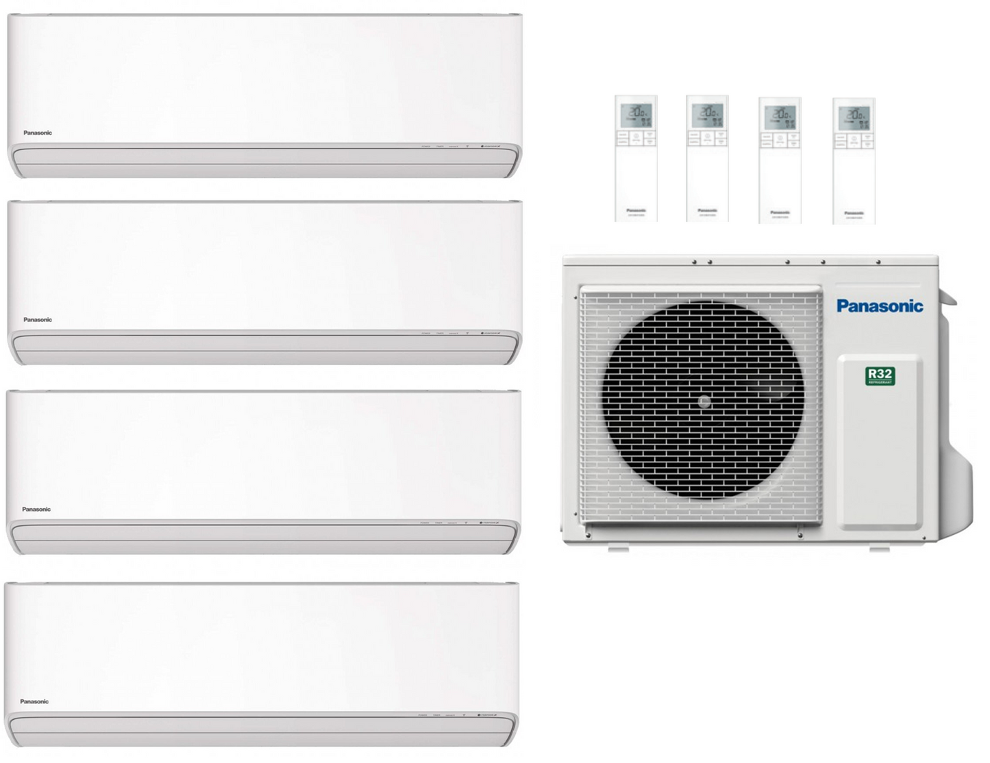 Panasonic Multi Split Klimaanlage 6,8 kW mit 4x 2,5 kW Etherea Innengerät Weiß