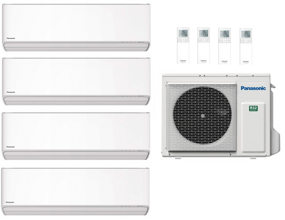 Multi Split Klimaanlage Panasonic 4x ETHEREA CS-Z25ZKEW 2,5 kW Weiß + 1x Außengerät CU-4Z68TBE 6,8 kW