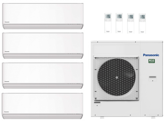 Panasonic Multi Split Klimaanlage 9,0 kW mit 4x 4,2 kW Etherea Innengerät Weiß